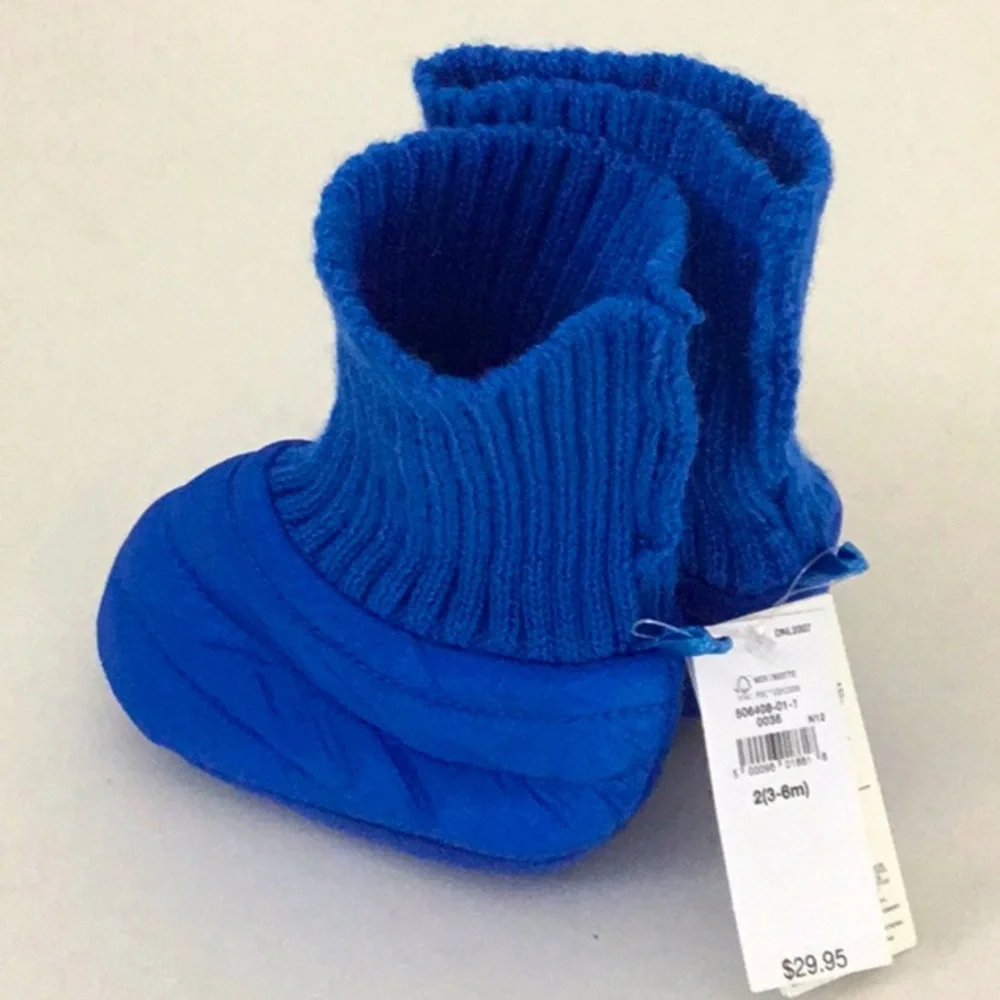 Baby Gap Blue Puffer Bootie Slipper Socks Winter Unisex. Infant Size 3-6 Months